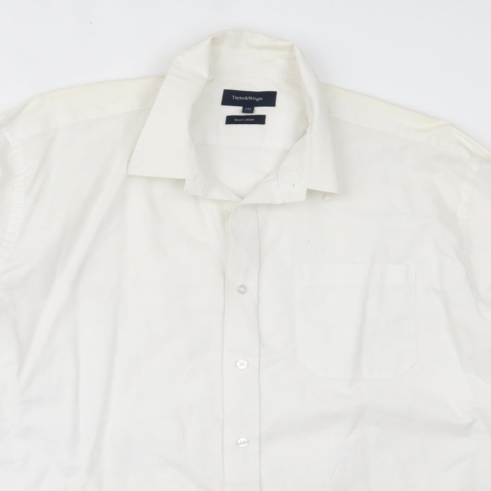 Taylor & Wright Mens White  Cotton  Button-Up Size 17.5 Collared