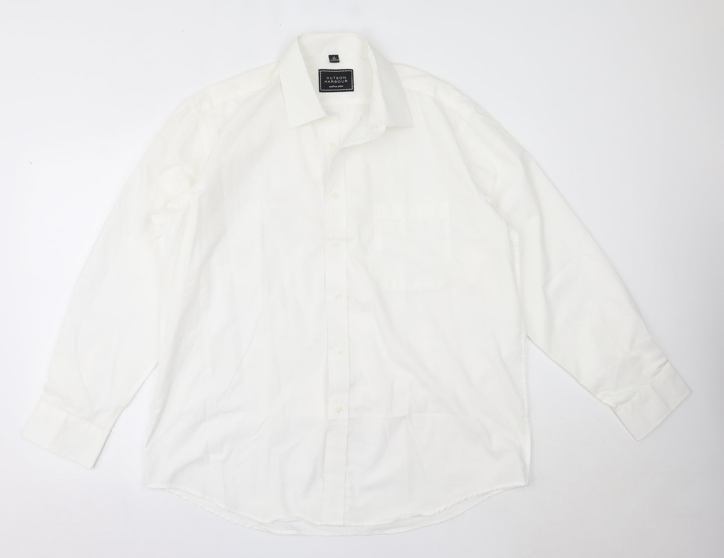 Hutson Harbour Mens White  Cotton  Button-Up Size 17 Collared
