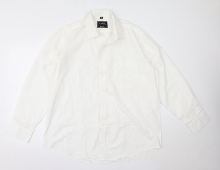 Hutson Harbour Mens White  Cotton  Button-Up Size 17 Collared