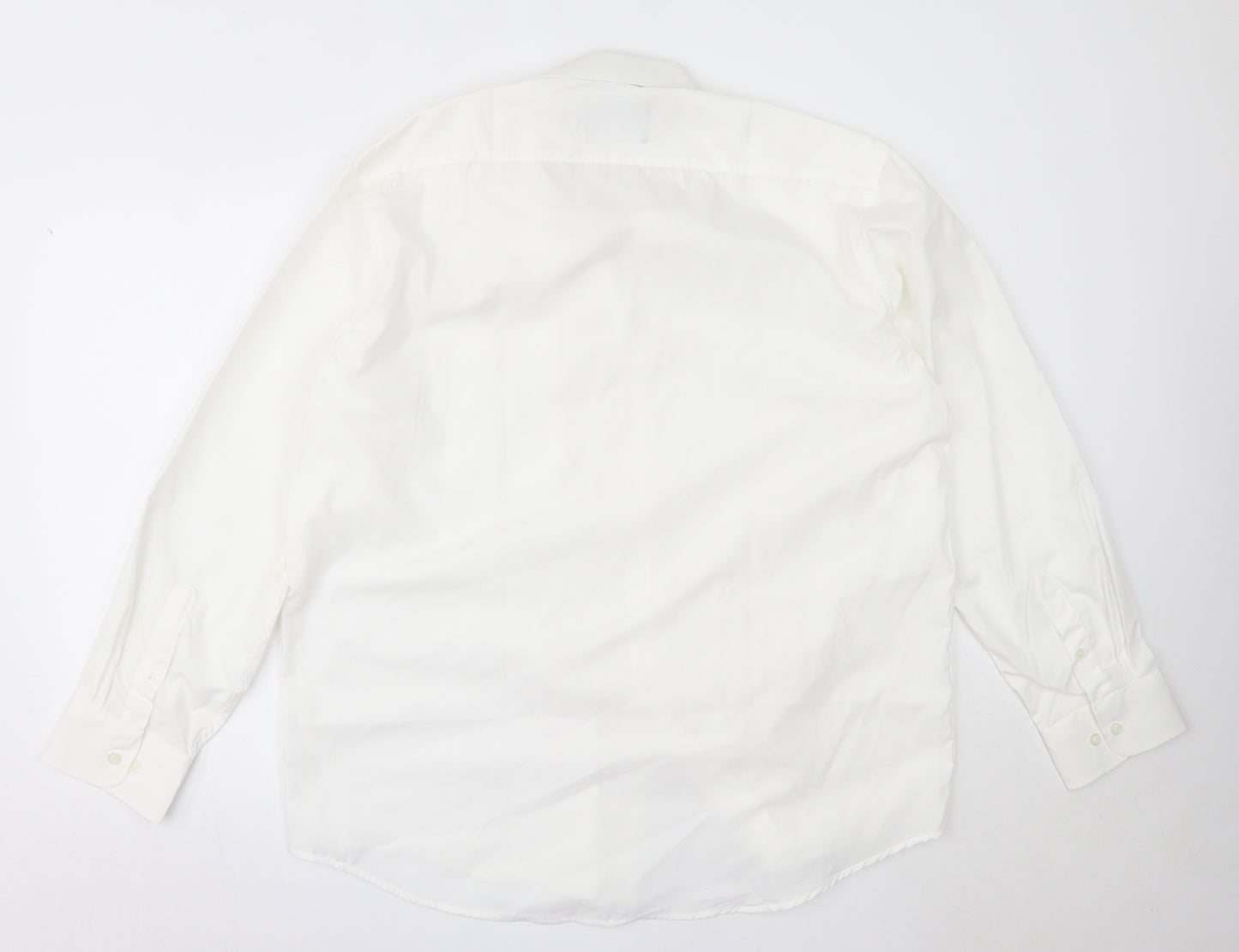 Hutson Harbour Mens White  Cotton  Button-Up Size 17 Collared