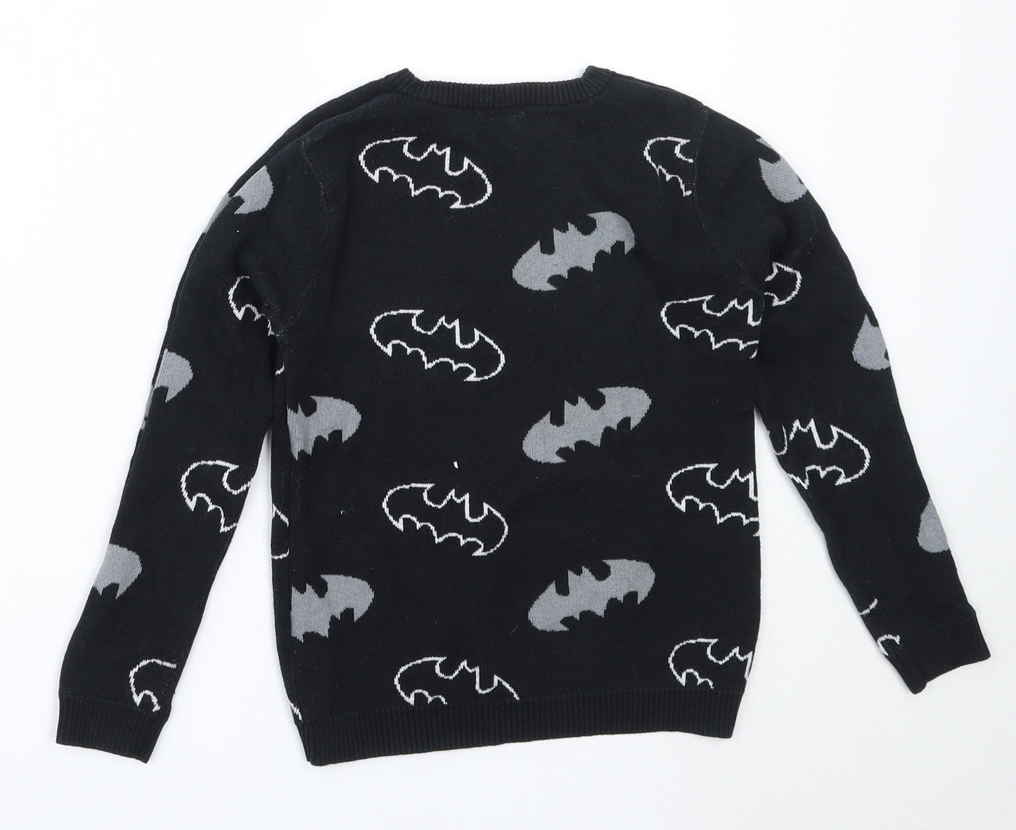 George Boys Black Round Neck  Cotton Pullover Jumper Size 6-7 Years   - batman