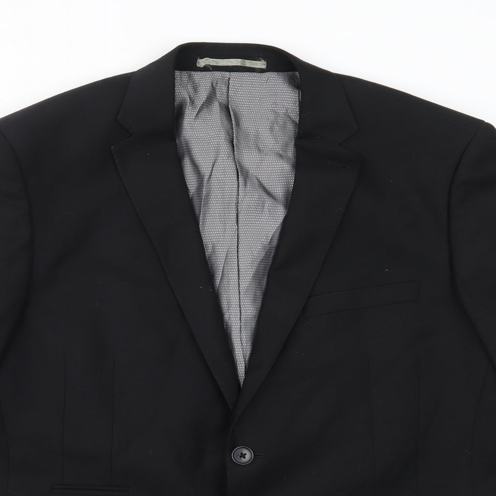 George Mens Black  Polyester Jacket Blazer Size 42