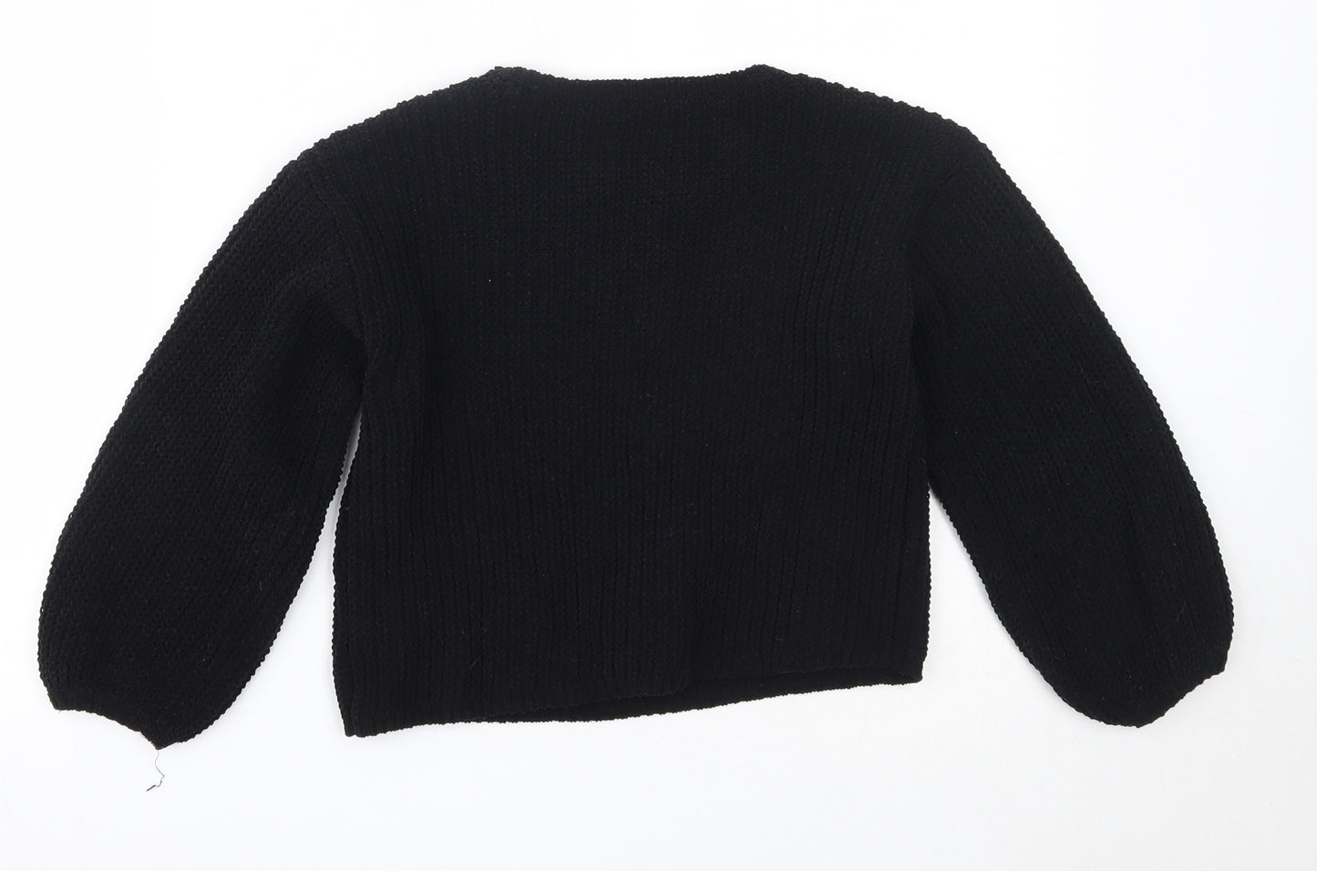 H&M Girls Black Round Neck  Polyester Pullover Jumper Size 7-8 Years
