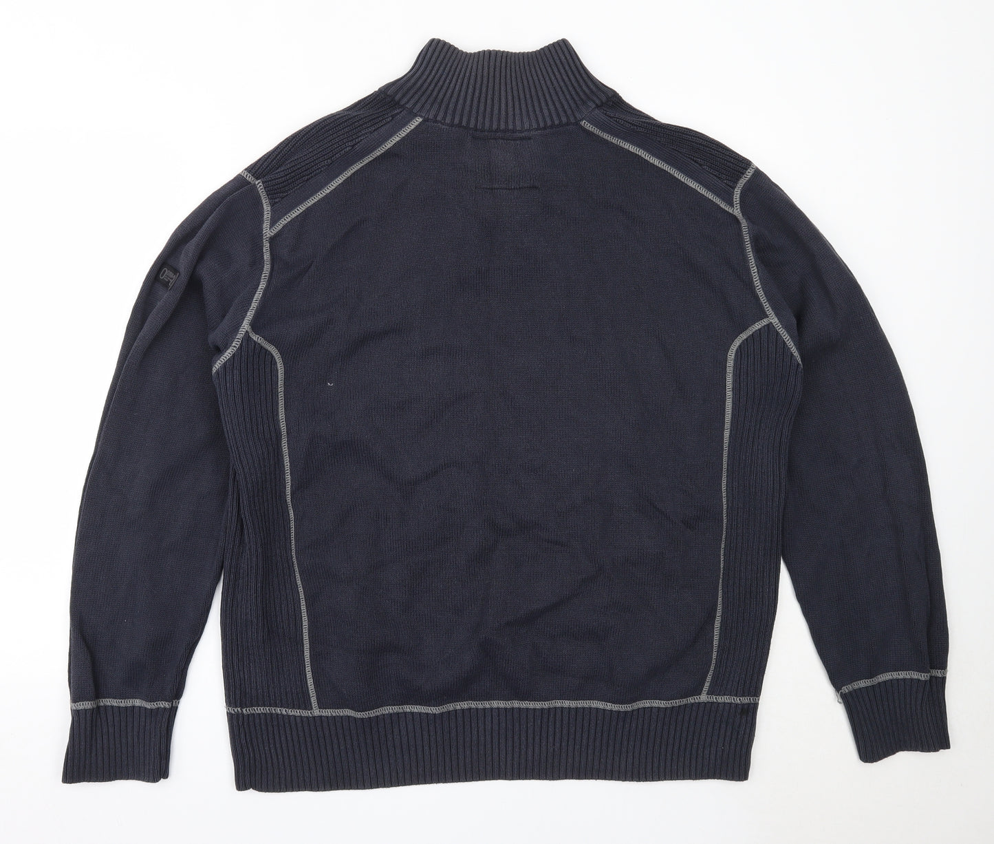 NEXT Mens Blue High Neck  Cotton Henley Jumper Size 2XL