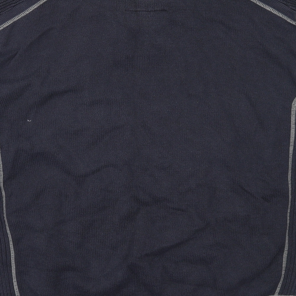 NEXT Mens Blue High Neck  Cotton Henley Jumper Size 2XL