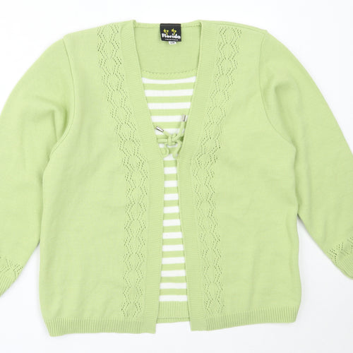 Florida Womens Green Round Neck  Acrylic Cardigan Jumper Size S