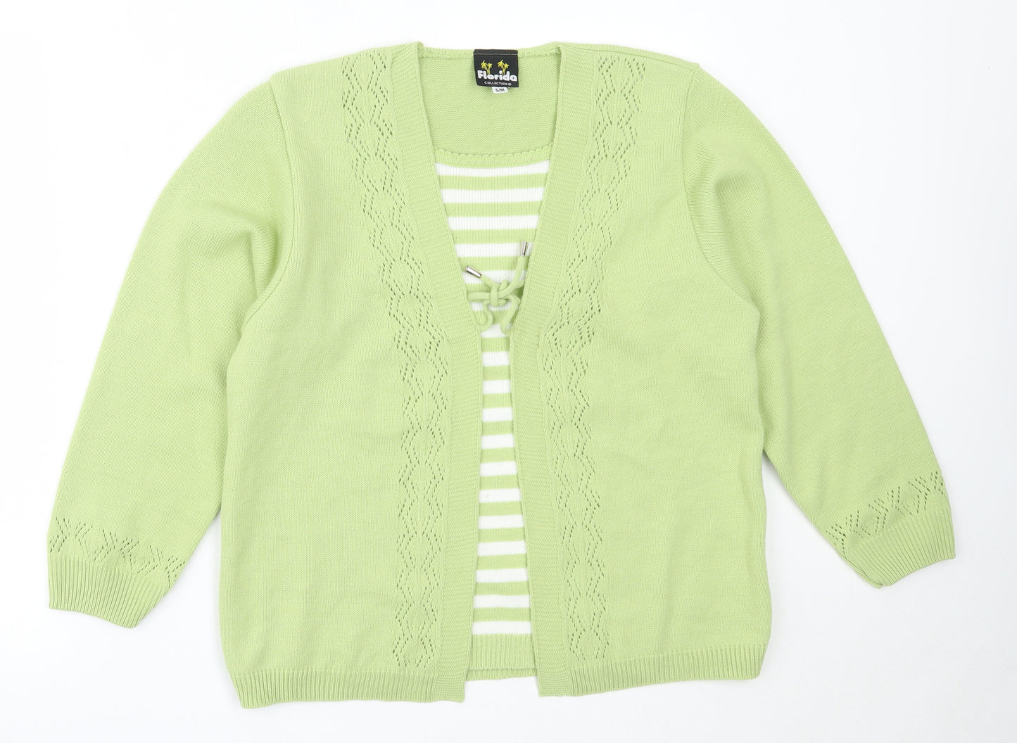 Florida Womens Green Round Neck  Acrylic Cardigan Jumper Size S