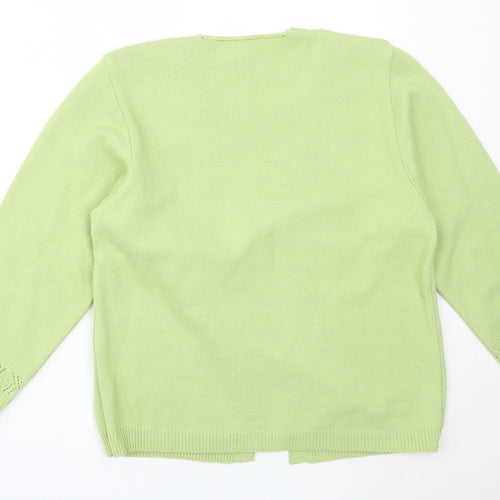 Florida Womens Green Round Neck  Acrylic Cardigan Jumper Size S