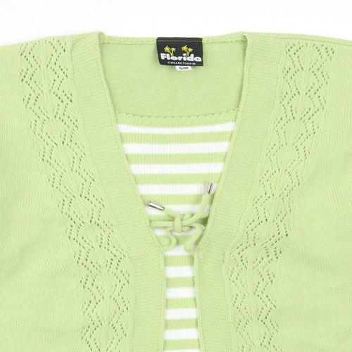 Florida Womens Green Round Neck  Acrylic Cardigan Jumper Size S