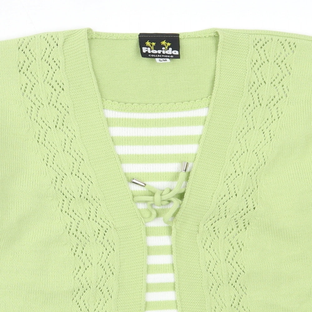 Florida Womens Green Round Neck  Acrylic Cardigan Jumper Size S
