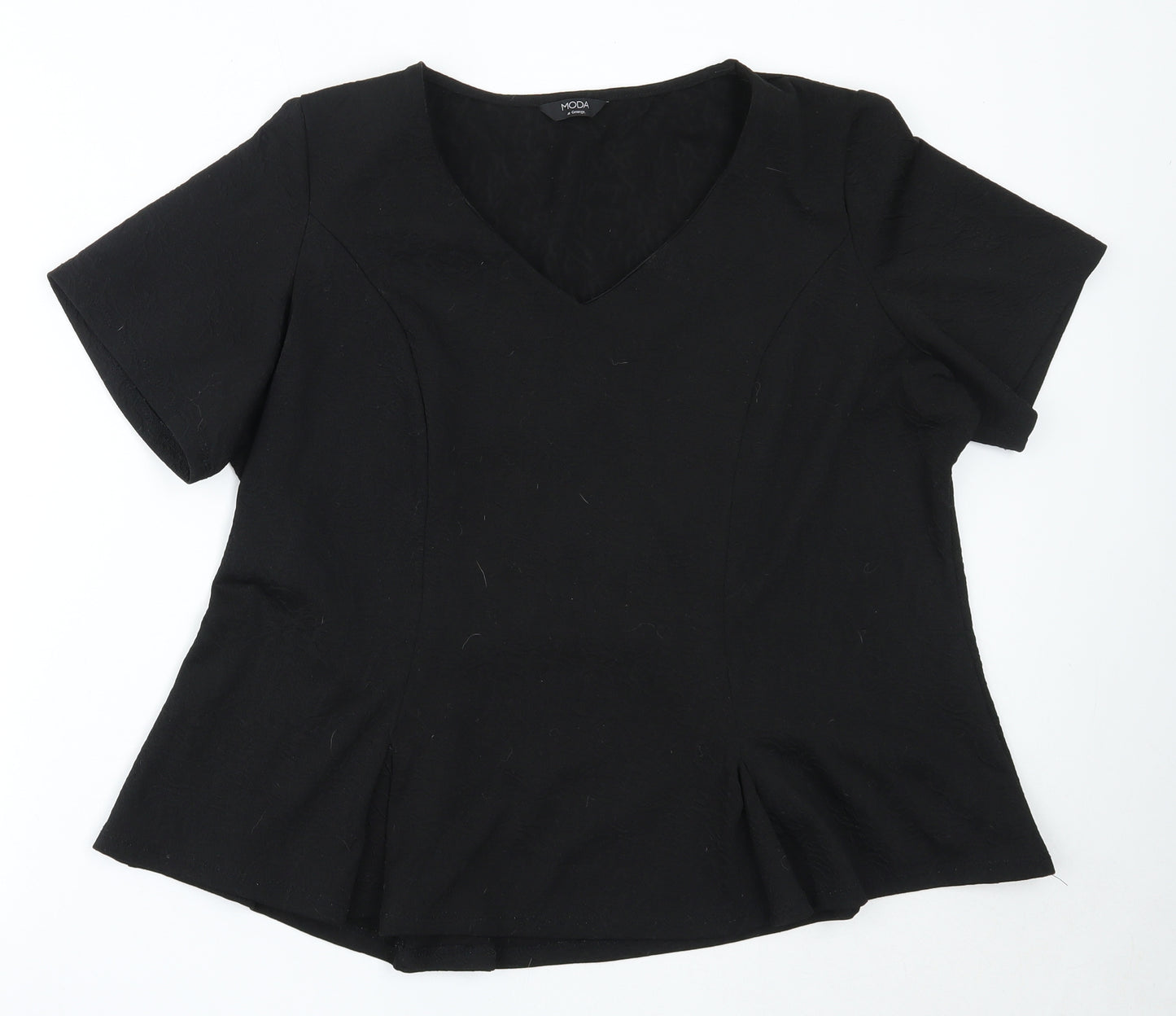 George Womens Black  Polyester Basic Blouse Size 22 V-Neck