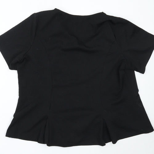 George Womens Black  Polyester Basic Blouse Size 22 V-Neck