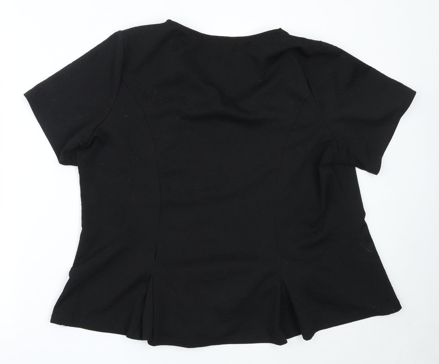 George Womens Black  Polyester Basic Blouse Size 22 V-Neck
