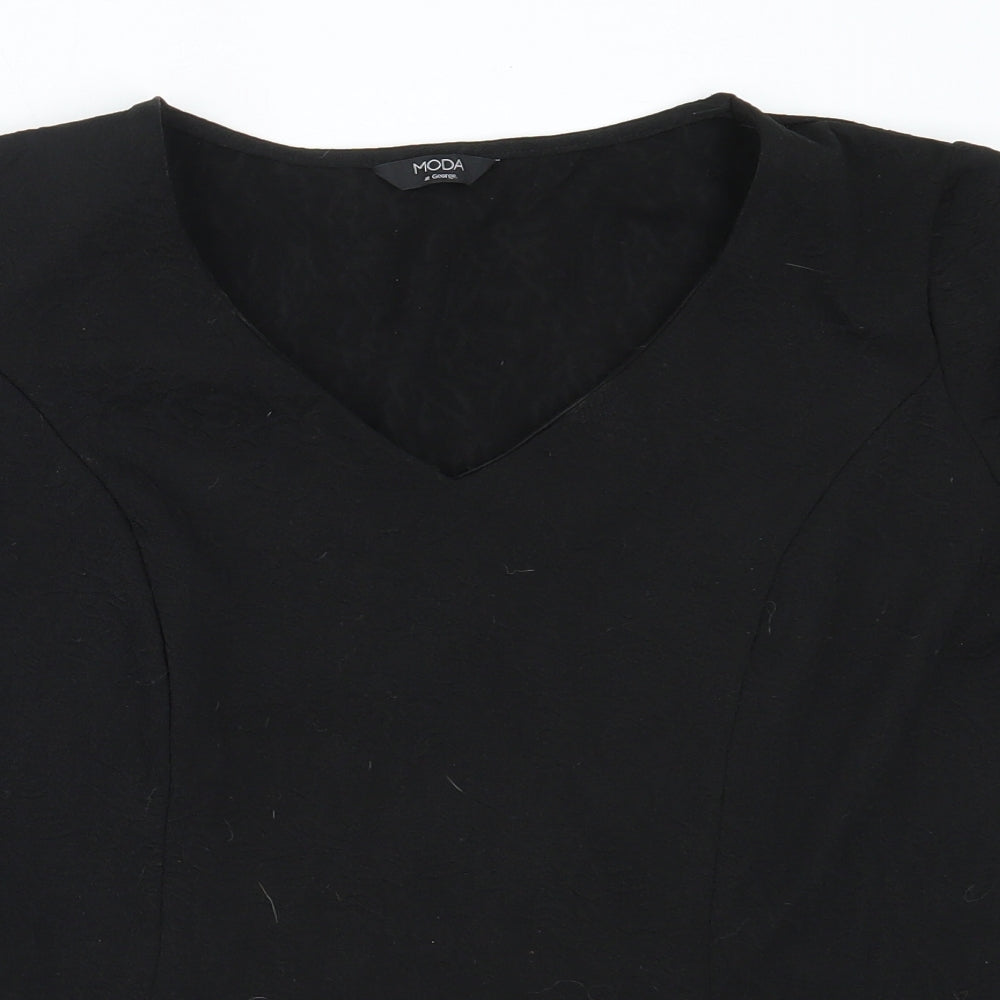 George Womens Black  Polyester Basic Blouse Size 22 V-Neck