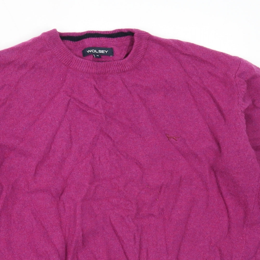 Wolsey Mens Purple Round Neck  Wool Pullover Jumper Size M