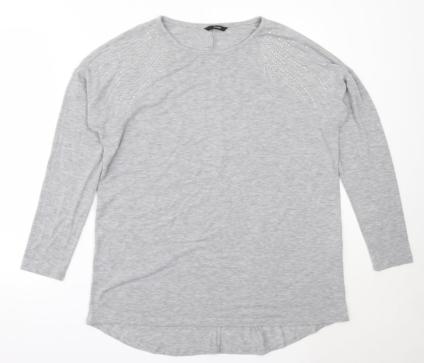 George Womens Grey Round Neck  Polyester Pullover Jumper Size 14