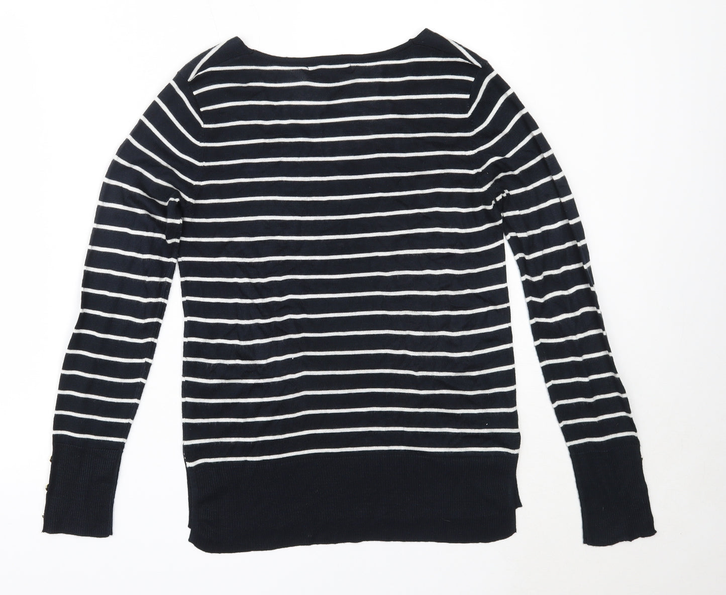 Atmosphere Womens Blue V-Neck Striped Acrylic Pullover Jumper Size 10