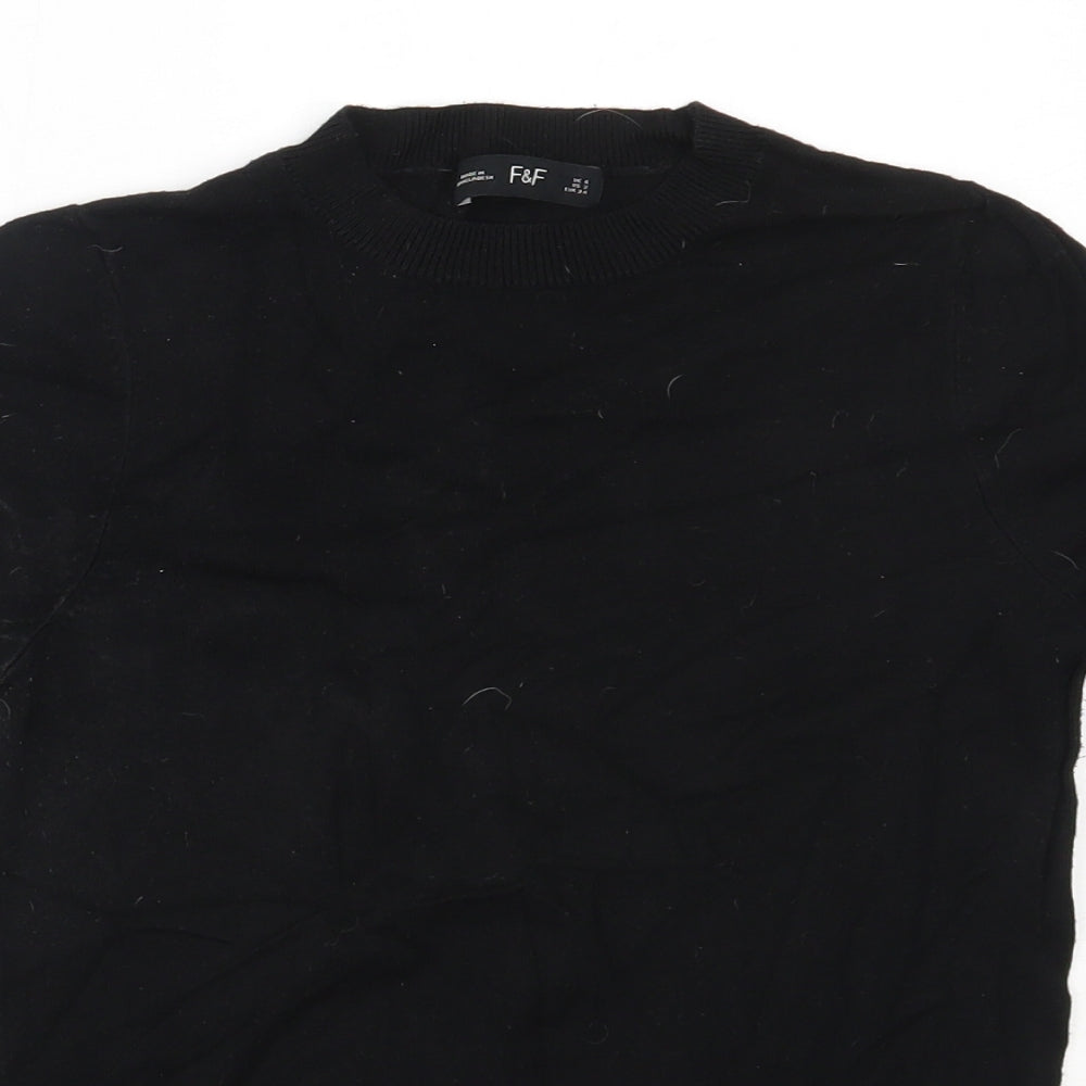 F&F Womens Black Round Neck  Viscose Pullover Jumper Size 6