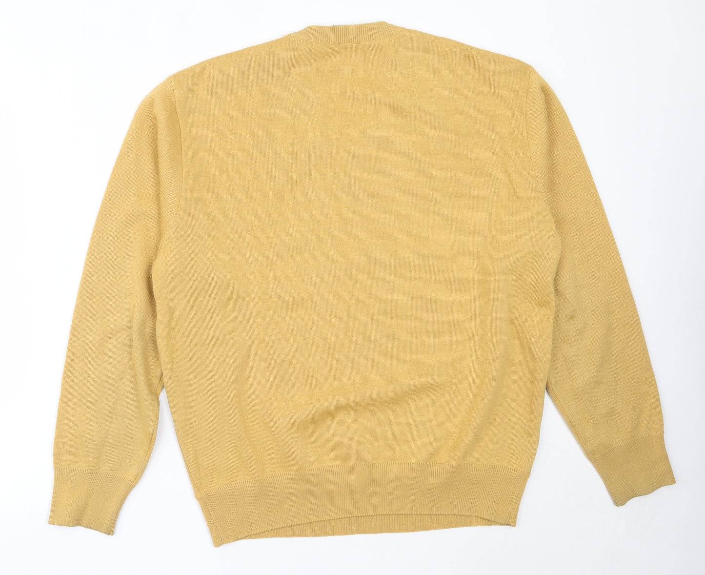 Gabicci Mens Yellow V-Neck  Wool Pullover Jumper Size L