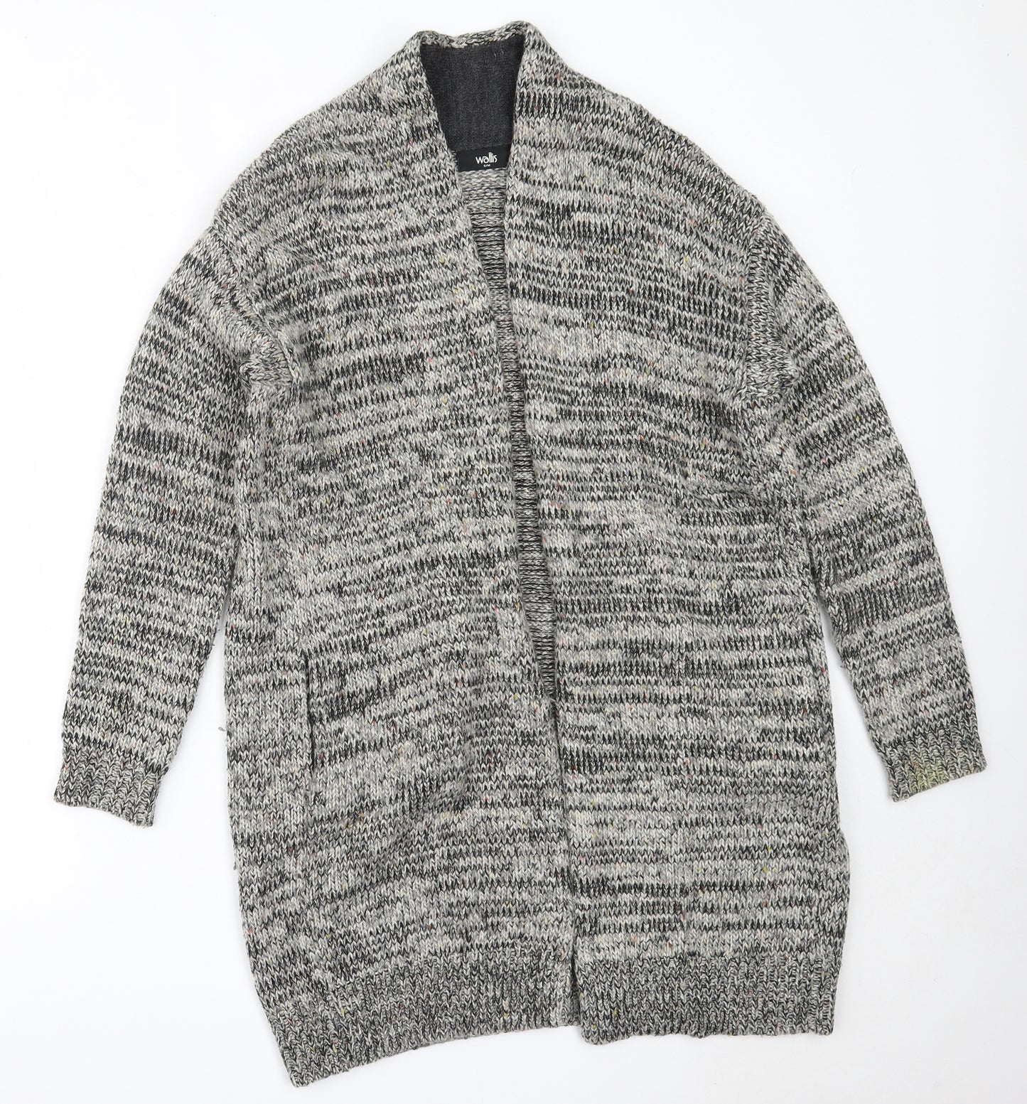 Wallis Womens Grey Round Neck  Acrylic Cardigan Jumper Size S