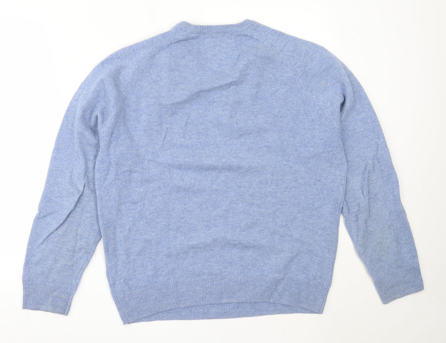Marks and Spencer Mens Blue V-Neck  Wool Pullover Jumper Size L