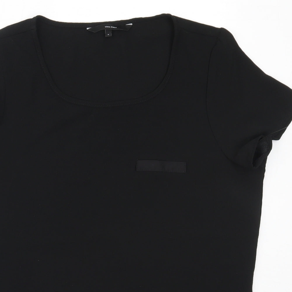 Vera Moda Womens Black  Polyester Basic Blouse Size S Round Neck