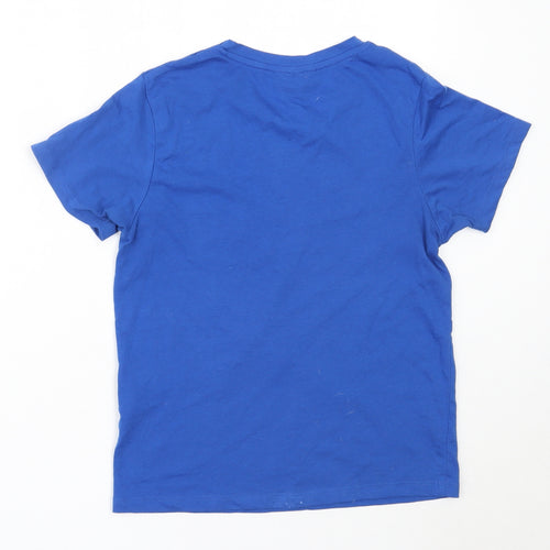 Topshop Womens Blue  Cotton Basic T-Shirt Size 6 Round Neck