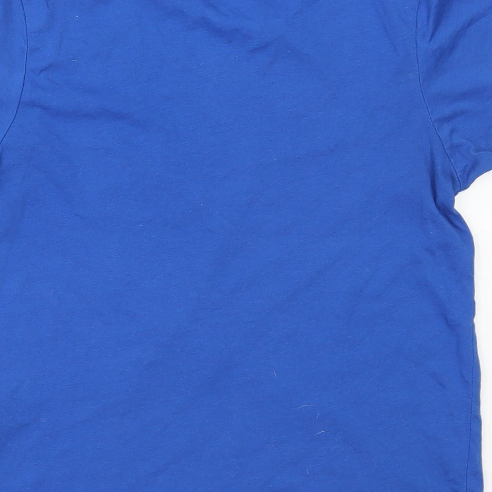 Topshop Womens Blue  Cotton Basic T-Shirt Size 6 Round Neck