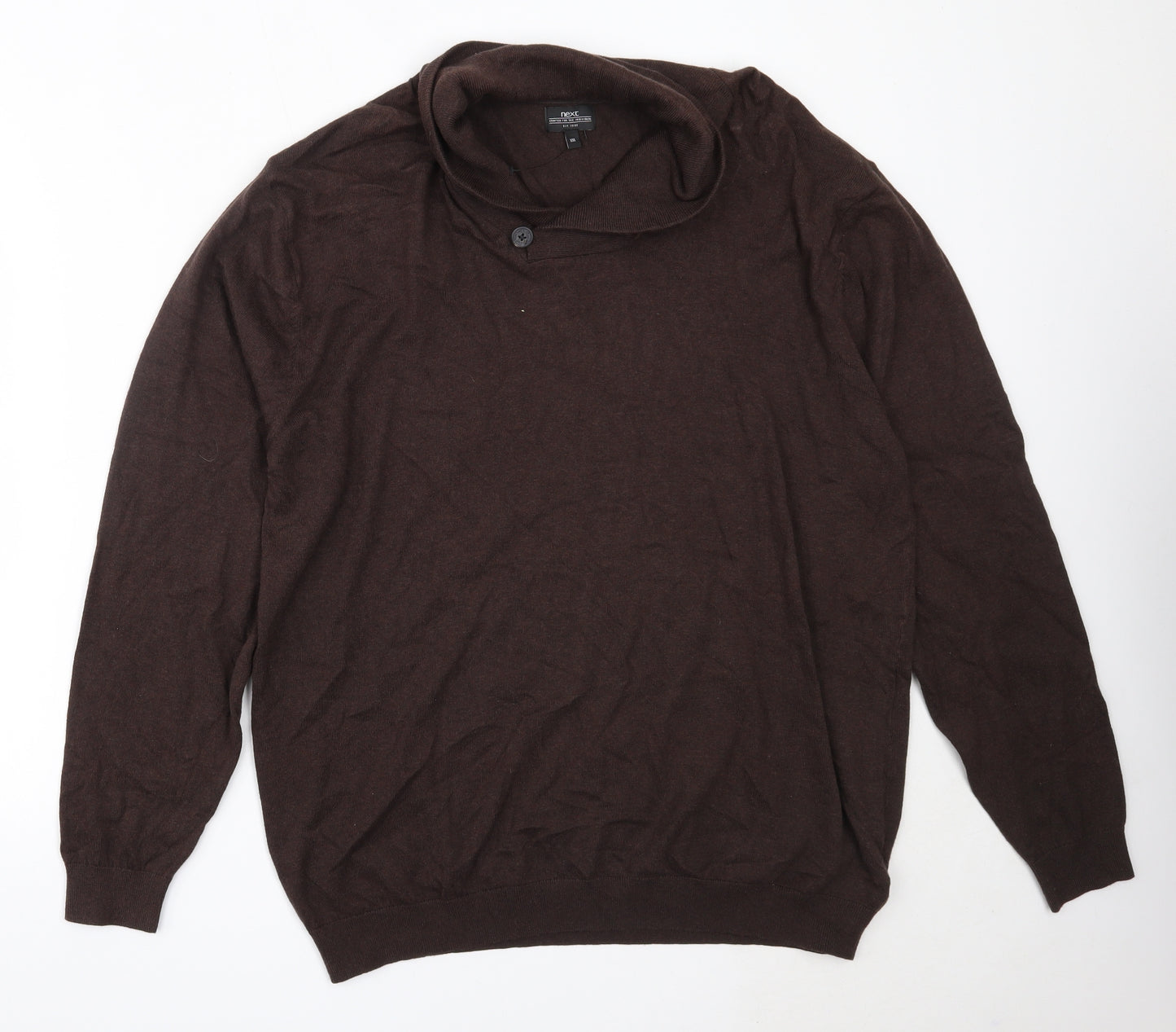 NEXT Mens Brown Round Neck  Cotton Pullover Jumper Size 2XL