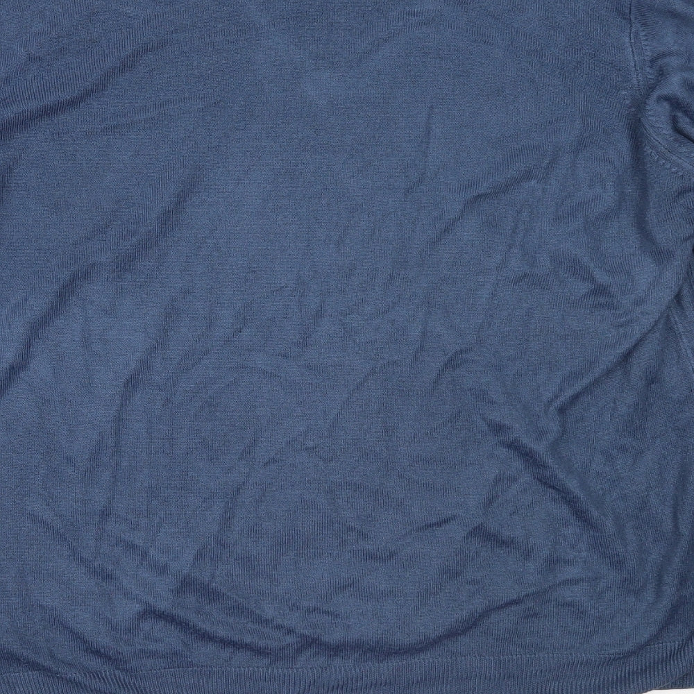 Marks and Spencer Mens Blue V-Neck  Acrylic Pullover Jumper Size L