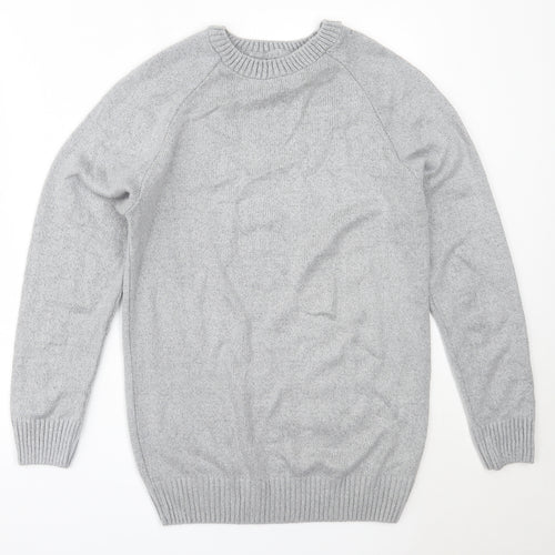 River Island Mens Grey Round Neck  Acrylic Pullover Jumper Size M