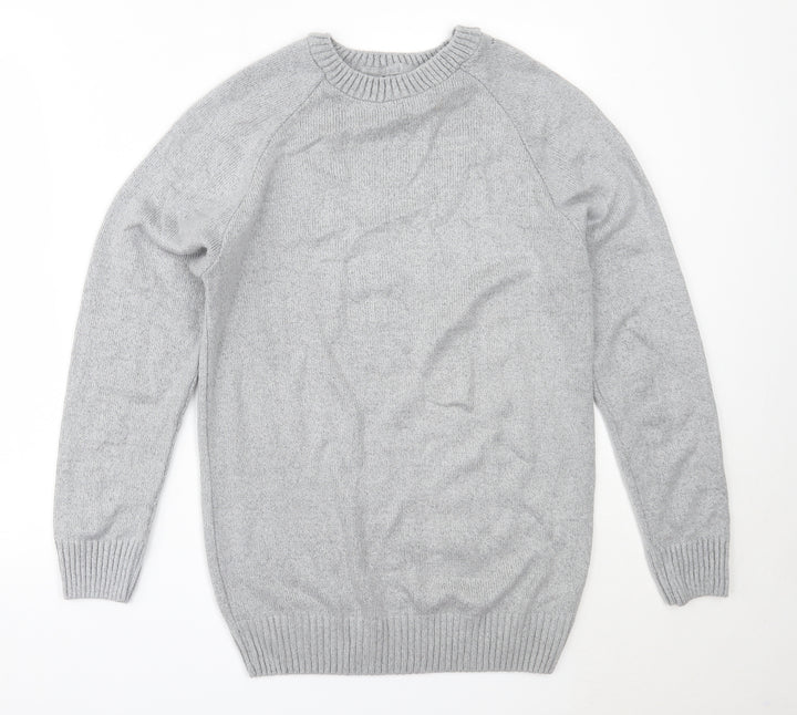 River Island Mens Grey Round Neck  Acrylic Pullover Jumper Size M