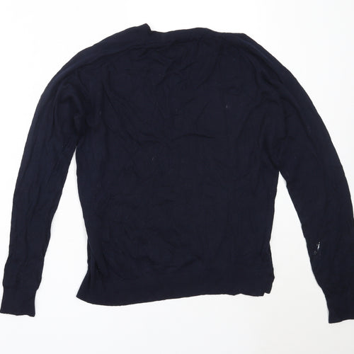 H&M Womens Blue Round Neck  Viscose Pullover Jumper Size M