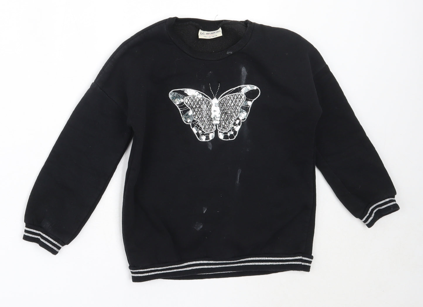 LC Waikiki Girls Black  Cotton Pullover Sweatshirt Size 5-6 Years