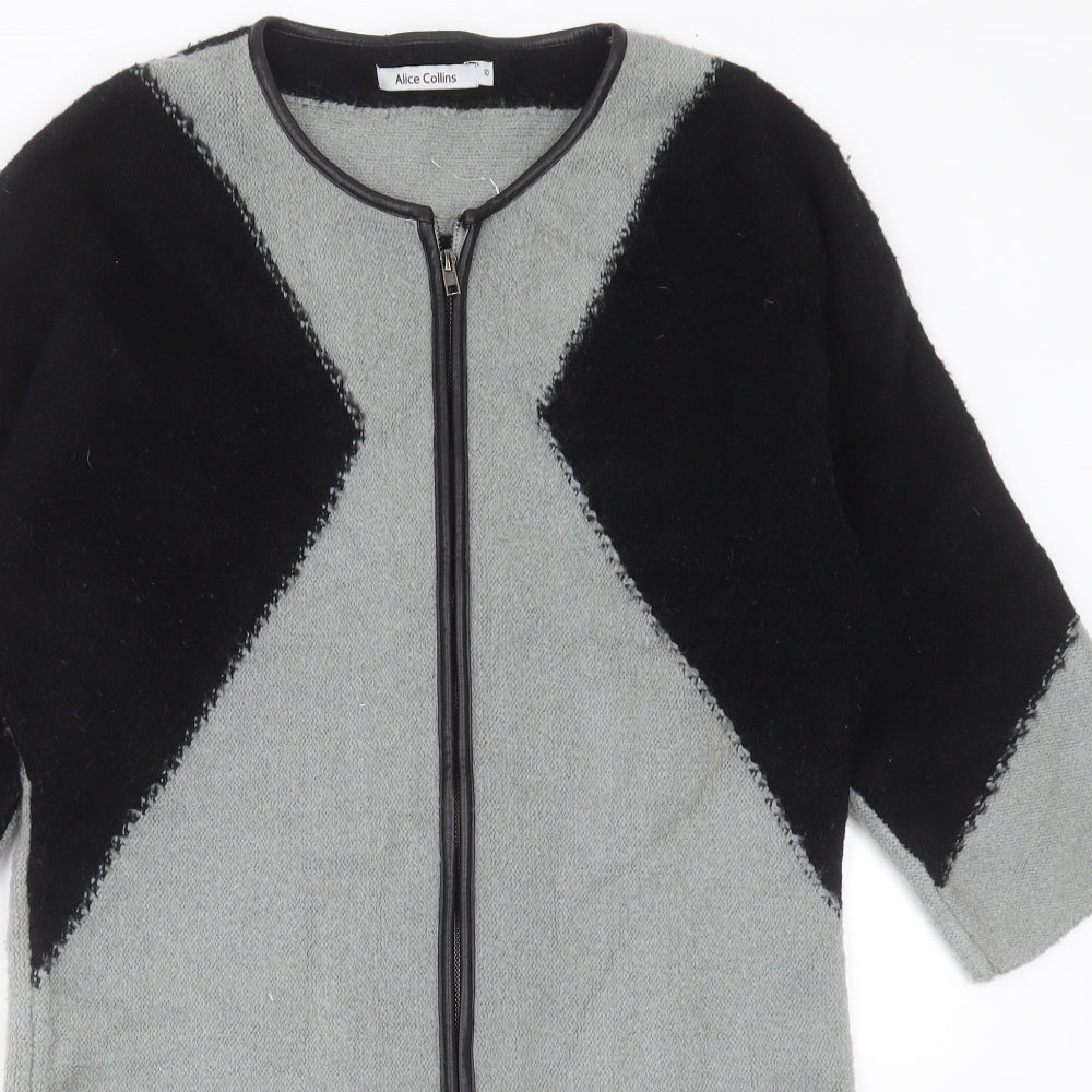 Alice Collins Womens Grey Round Neck  Acrylic Cardigan Jumper Size 10