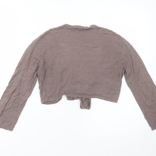 GREAT PLAINS Womens Brown V-Neck  Viscose Shrug Jumper Size M   - tie Front Detail