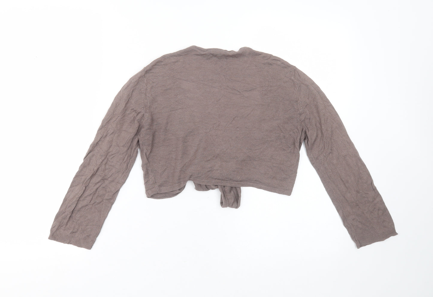 GREAT PLAINS Womens Brown V-Neck  Viscose Shrug Jumper Size M   - tie Front Detail
