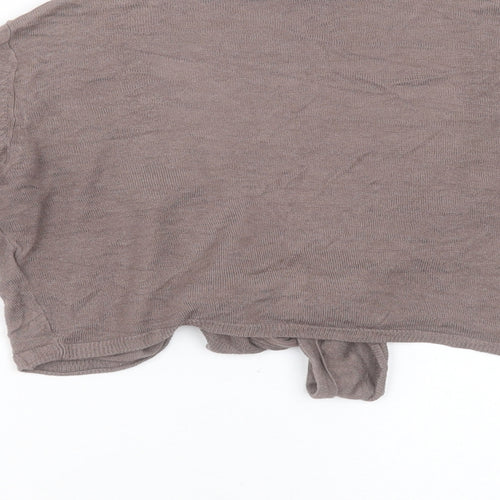 GREAT PLAINS Womens Brown V-Neck  Viscose Shrug Jumper Size M   - tie Front Detail