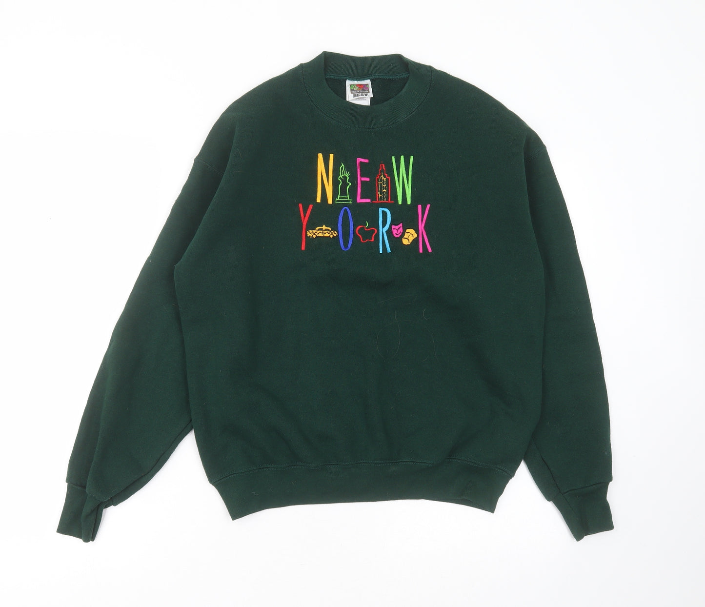 Fruit of the Loom Womens Green  Cotton Pullover Sweatshirt Size M   - new york
