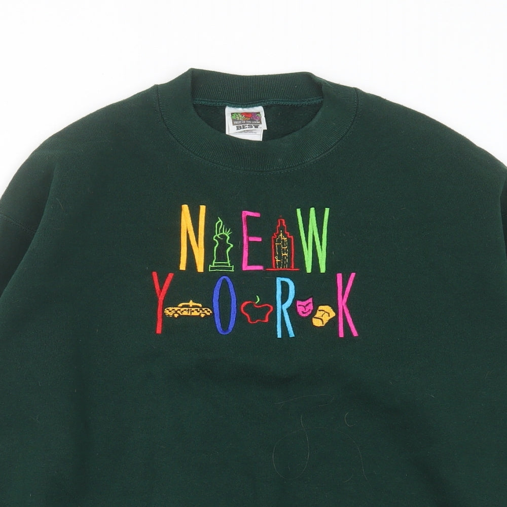Fruit of the Loom Womens Green  Cotton Pullover Sweatshirt Size M   - new york