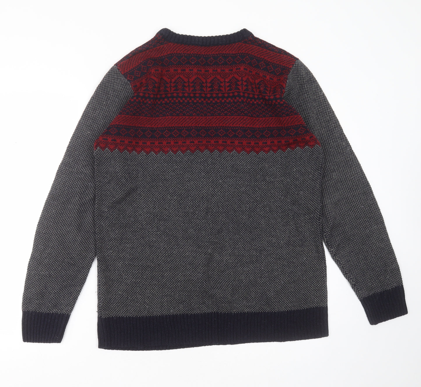 Avenue Mens Blue Round Neck Fair Isle Acrylic Pullover Jumper Size M   - christmas jumper