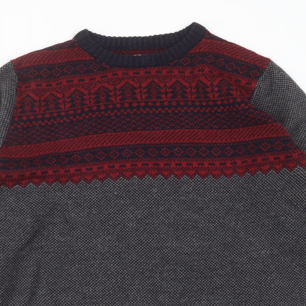 Avenue Mens Blue Round Neck Fair Isle Acrylic Pullover Jumper Size M   - christmas jumper