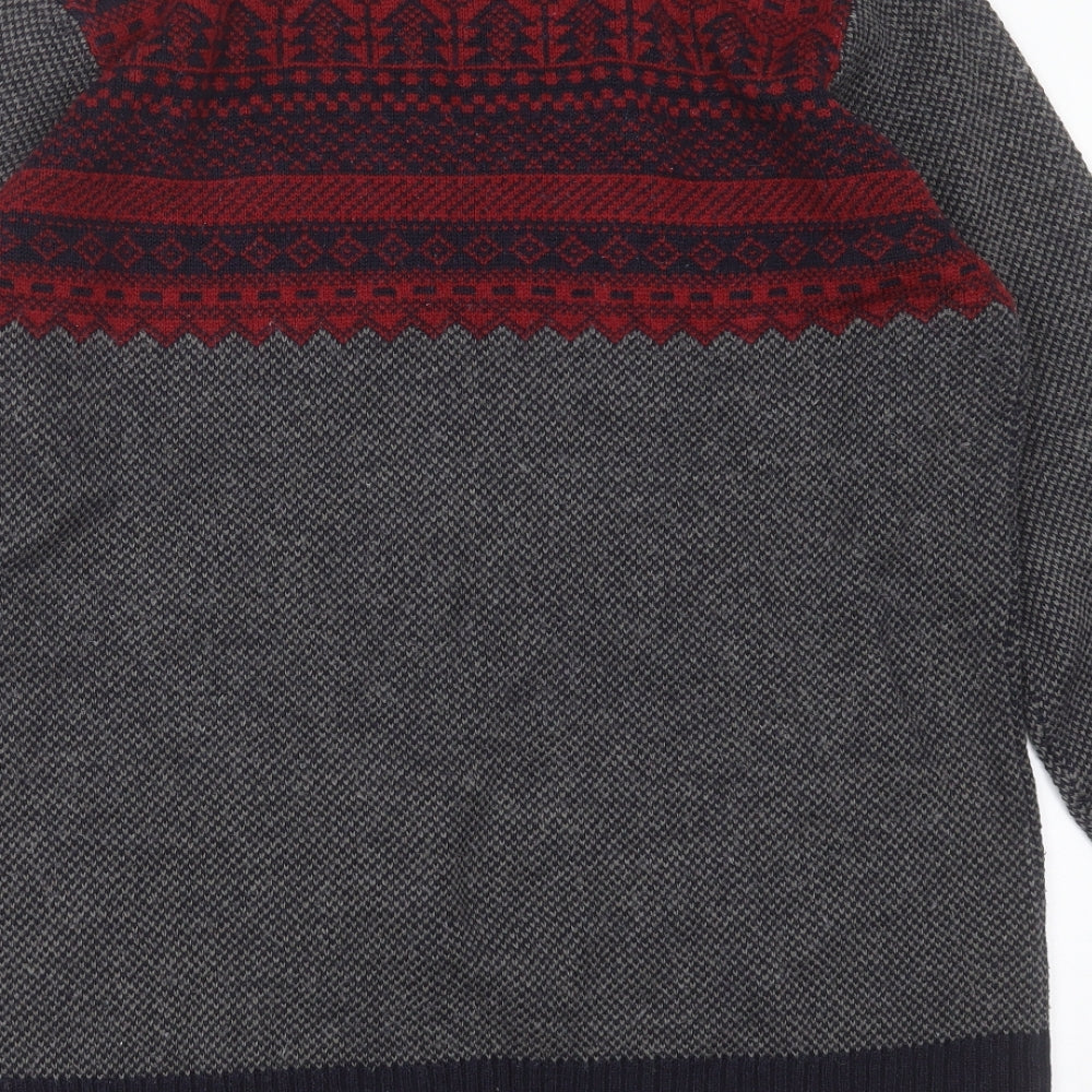 Avenue Mens Blue Round Neck Fair Isle Acrylic Pullover Jumper Size M   - christmas jumper