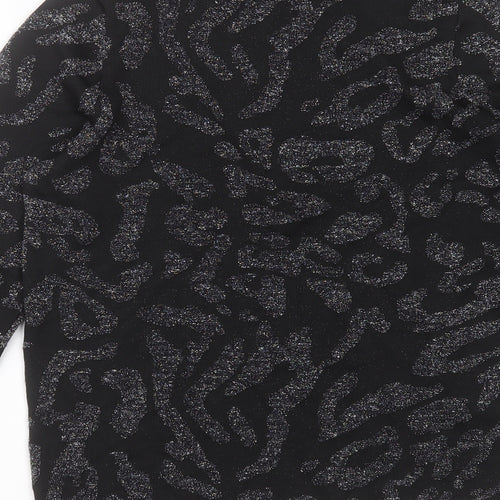 NEXT Womens Black Round Neck Geometric Nylon Pullover Jumper Size M