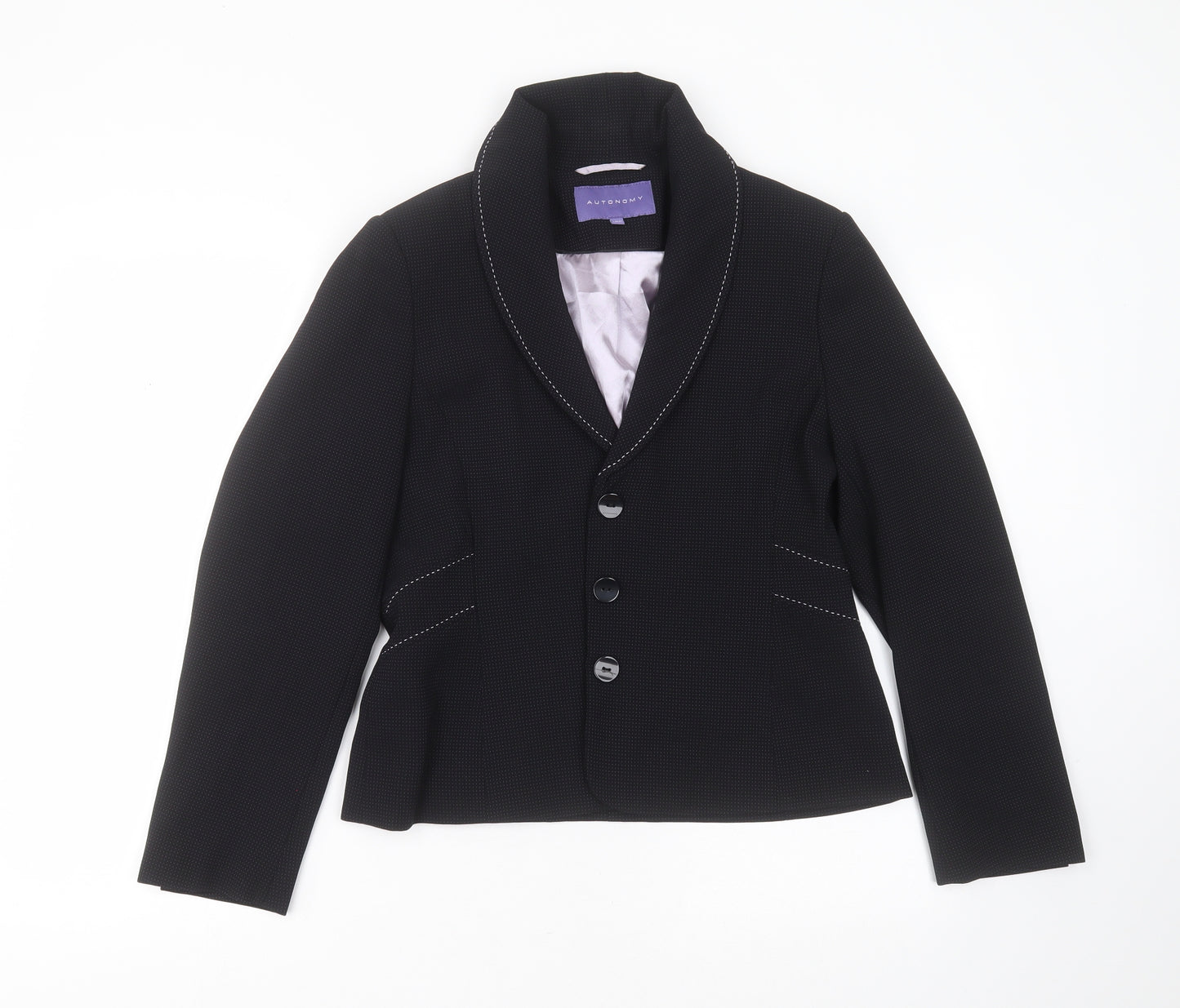 Autonomy Womens Black Spotted Polyester Jacket Suit Jacket Size 12