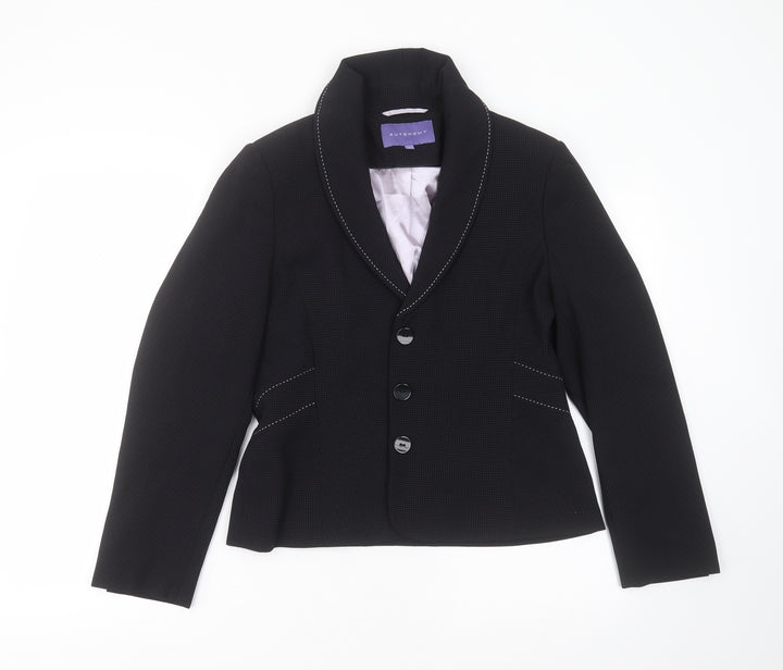 Autonomy Womens Black Spotted Polyester Jacket Suit Jacket Size 12