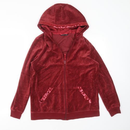 ESMARA Womens Red  Polyester Full Zip Hoodie Size M  Zip - sequins