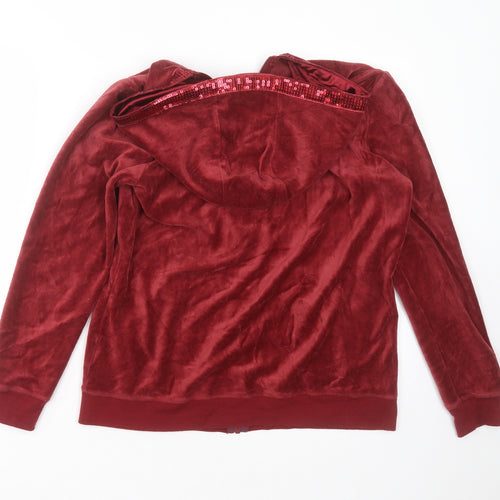 ESMARA Womens Red  Polyester Full Zip Hoodie Size M  Zip - sequins