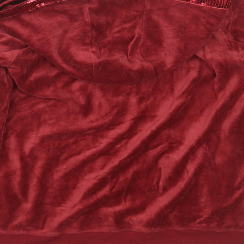 ESMARA Womens Red  Polyester Full Zip Hoodie Size M  Zip - sequins