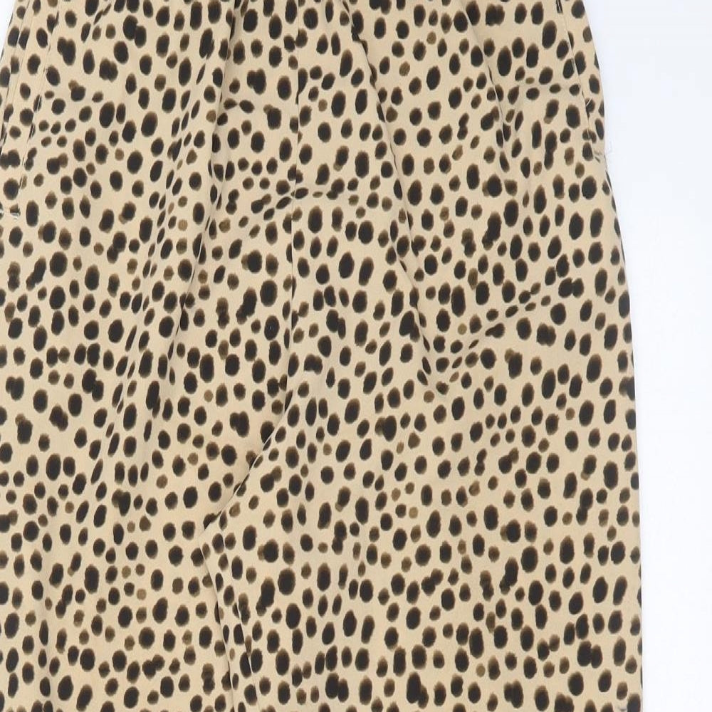 Monki Womens Brown Animal Print Polyester Trousers  Size 4 L25 in Regular